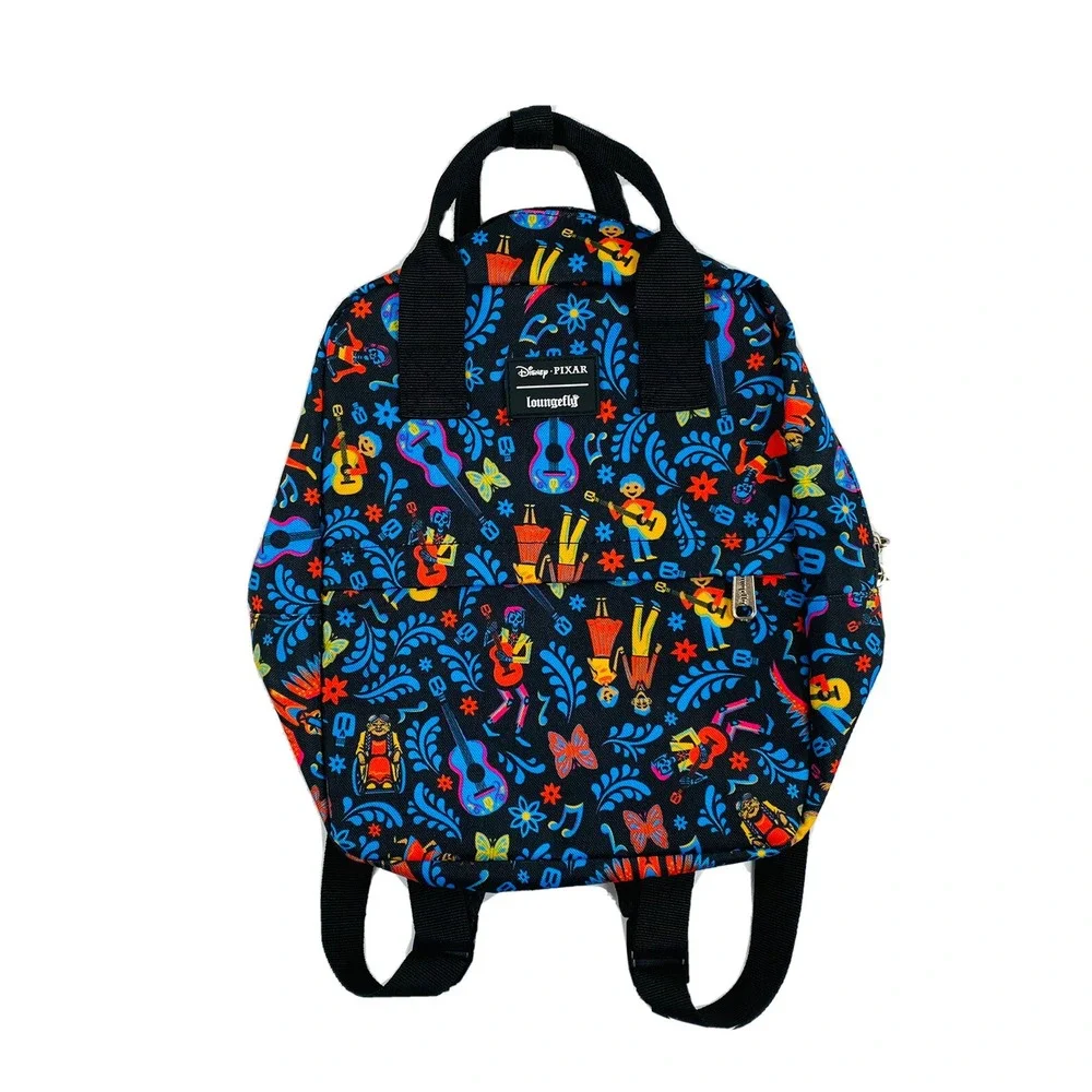 Loungefly Disney Pixar Coco Dia de Los Muertos Mini Backpack Black Canvas Rare